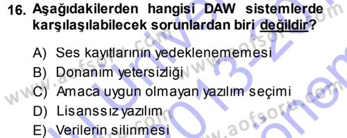 Radyo ve Televizyonda Ölçü Bakım Dersi 2013 - 2014 Yılı (Final) Dönem Sonu Sınav Soruları 16. Soru