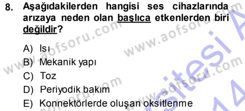Radyo ve Televizyonda Ölçü Bakım Dersi 2013 - 2014 Yılı (Final) Dönem Sonu Sınav Soruları 8. Soru