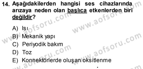 Radyo ve Televizyonda Ölçü Bakım Dersi 2013 - 2014 Yılı Tek Ders Sınav Soruları 14. Soru