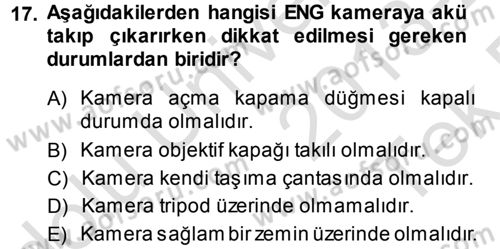 Radyo ve Televizyonda Ölçü Bakım Dersi 2013 - 2014 Yılı Tek Ders Sınav Soruları 17. Soru