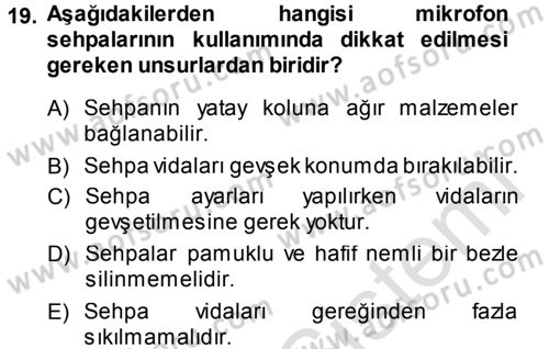 Radyo ve Televizyonda Ölçü Bakım Dersi 2013 - 2014 Yılı Tek Ders Sınav Soruları 19. Soru