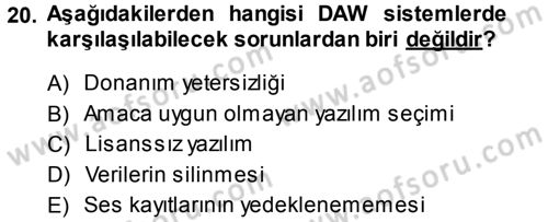 Radyo ve Televizyonda Ölçü Bakım Dersi 2013 - 2014 Yılı Tek Ders Sınav Soruları 20. Soru
