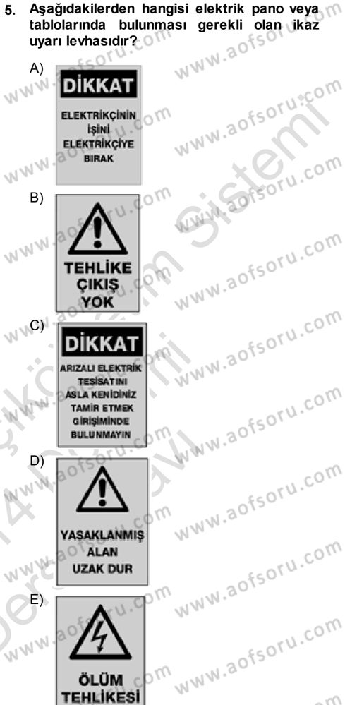 Radyo ve Televizyonda Ölçü Bakım Dersi 2013 - 2014 Yılı Tek Ders Sınav Soruları 5. Soru