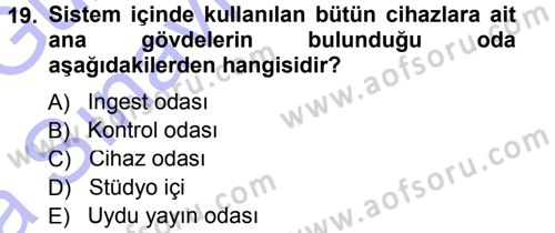 Radyo ve Televizyonda Ölçü Bakım Dersi 2014 - 2015 Yılı (Vize) Ara Sınavı 19. Soru