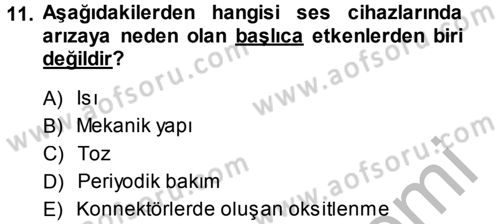 Radyo ve Televizyonda Ölçü Bakım Dersi 2014 - 2015 Yılı (Final) Dönem Sonu Sınavı 11. Soru