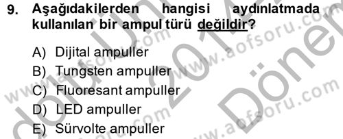 Radyo ve Televizyonda Ölçü Bakım Dersi 2014 - 2015 Yılı (Final) Dönem Sonu Sınavı 9. Soru