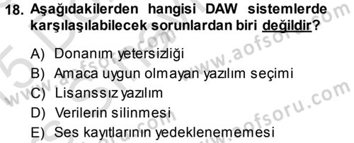 Radyo ve Televizyonda Ölçü Bakım Dersi 2014 - 2015 Yılı Tek Ders Sınavı 18. Soru