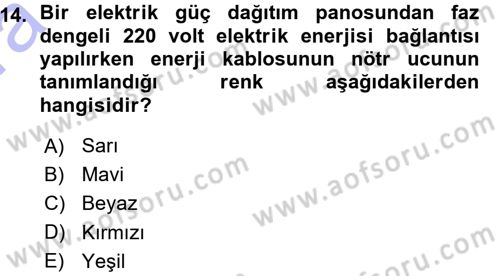 Radyo ve Televizyonda Ölçü Bakım Dersi 2015 - 2016 Yılı (Vize) Ara Sınavı 14. Soru