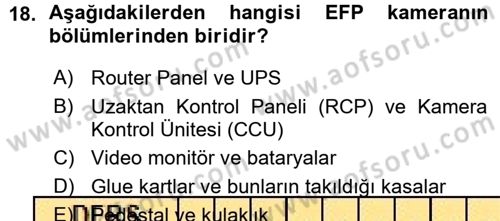 Radyo ve Televizyonda Ölçü Bakım Dersi 2015 - 2016 Yılı (Vize) Ara Sınavı 18. Soru