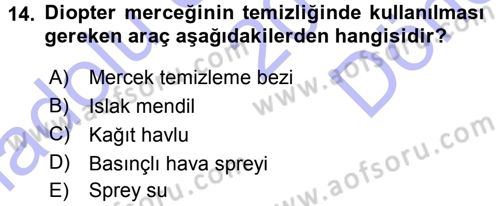 Radyo ve Televizyonda Ölçü Bakım Dersi 2015 - 2016 Yılı (Final) Dönem Sonu Sınavı 14. Soru