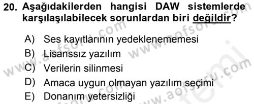 Radyo ve Televizyonda Ölçü Bakım Dersi 2015 - 2016 Yılı Tek Ders Sınavı 20. Soru