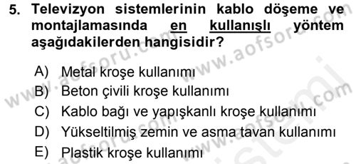 Radyo ve Televizyonda Ölçü Bakım Dersi 2015 - 2016 Yılı Tek Ders Sınavı 5. Soru