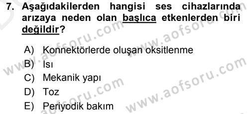 Radyo ve Televizyonda Ölçü Bakım Dersi 2015 - 2016 Yılı Tek Ders Sınavı 7. Soru