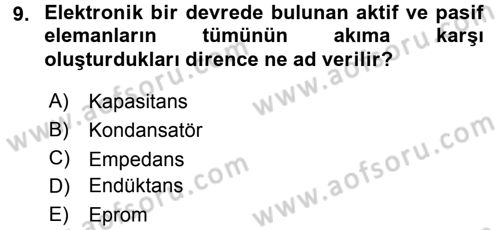 Radyo ve Televizyonda Ölçü Bakım Dersi 2015 - 2016 Yılı Tek Ders Sınavı 9. Soru