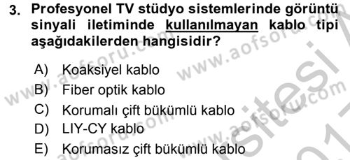 Radyo ve Televizyonda Ölçü Bakım Dersi 2016 - 2017 Yılı 3 Ders Sınavı 3. Soru