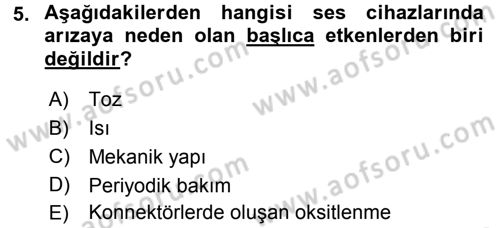 Radyo ve Televizyonda Ölçü Bakım Dersi 2016 - 2017 Yılı 3 Ders Sınavı 5. Soru