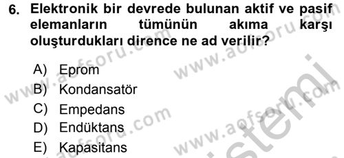 Radyo ve Televizyonda Ölçü Bakım Dersi 2016 - 2017 Yılı 3 Ders Sınavı 6. Soru