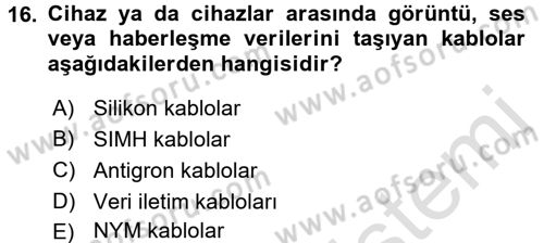 Radyo ve Televizyonda Ölçü Bakım Dersi 2016 - 2017 Yılı (Vize) Ara Sınavı 16. Soru