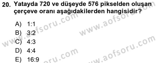 Radyo ve Televizyonda Ölçü Bakım Dersi 2016 - 2017 Yılı (Vize) Ara Sınavı 20. Soru