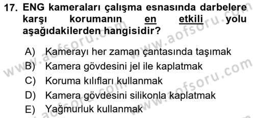 Radyo ve Televizyonda Ölçü Bakım Dersi 2016 - 2017 Yılı (Final) Dönem Sonu Sınav Soruları 17. Soru