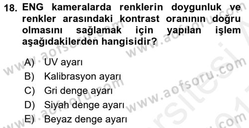 Radyo ve Televizyonda Ölçü Bakım Dersi 2016 - 2017 Yılı (Final) Dönem Sonu Sınav Soruları 18. Soru