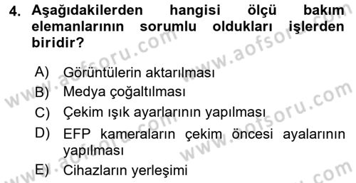 Radyo ve Televizyonda Ölçü Bakım Dersi 2016 - 2017 Yılı (Final) Dönem Sonu Sınav Soruları 4. Soru