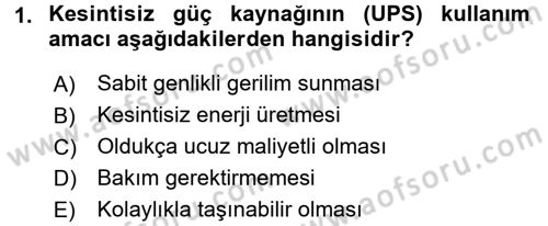 Radyo ve Televizyonda Ölçü Bakım Dersi 2017 - 2018 Yılı (Vize) Ara Sınavı 1. Soru