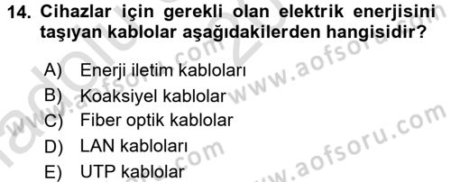 Radyo ve Televizyonda Ölçü Bakım Dersi 2017 - 2018 Yılı (Vize) Ara Sınavı 14. Soru