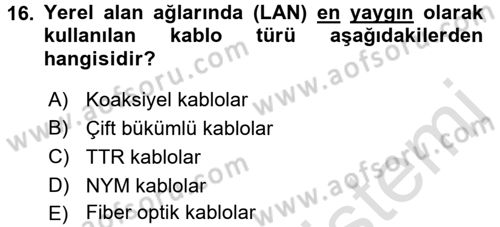 Radyo ve Televizyonda Ölçü Bakım Dersi 2017 - 2018 Yılı (Vize) Ara Sınavı 16. Soru