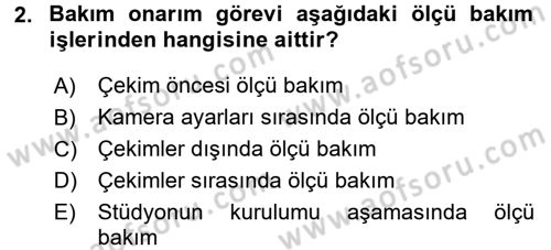 Radyo ve Televizyonda Ölçü Bakım Dersi 2017 - 2018 Yılı (Vize) Ara Sınavı 2. Soru