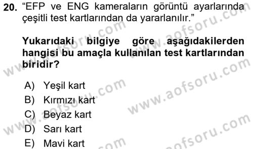 Radyo ve Televizyonda Ölçü Bakım Dersi 2017 - 2018 Yılı (Vize) Ara Sınavı 20. Soru