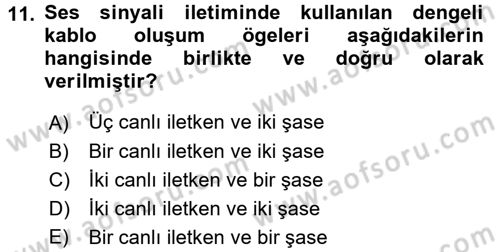 Radyo ve Televizyonda Ölçü Bakım Dersi 2017 - 2018 Yılı (Final) Dönem Sonu Sınavı 11. Soru