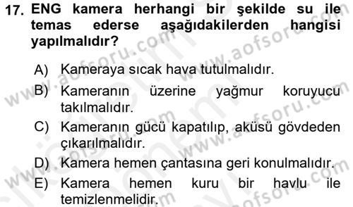 Radyo ve Televizyonda Ölçü Bakım Dersi 2017 - 2018 Yılı (Final) Dönem Sonu Sınavı 17. Soru