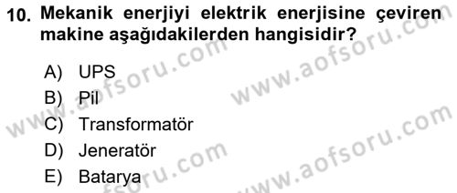 Radyo ve Televizyonda Ölçü Bakım Dersi 2018 - 2019 Yılı (Vize) Ara Sınavı 10. Soru