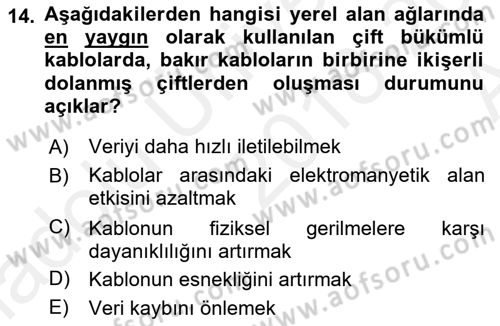 Radyo ve Televizyonda Ölçü Bakım Dersi 2018 - 2019 Yılı (Vize) Ara Sınavı 14. Soru