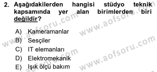 Radyo ve Televizyonda Ölçü Bakım Dersi 2018 - 2019 Yılı (Vize) Ara Sınavı 2. Soru