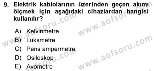 Radyo ve Televizyonda Ölçü Bakım Dersi 2018 - 2019 Yılı (Vize) Ara Sınavı 9. Soru