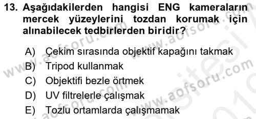 Radyo ve Televizyonda Ölçü Bakım Dersi 2018 - 2019 Yılı (Final) Dönem Sonu Sınavı 13. Soru