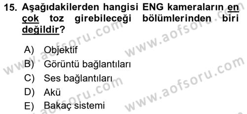 Radyo ve Televizyonda Ölçü Bakım Dersi 2018 - 2019 Yılı (Final) Dönem Sonu Sınavı 15. Soru