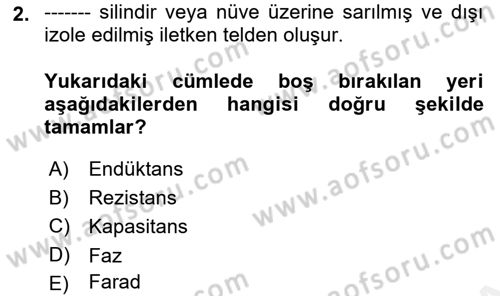 Radyo ve Televizyonda Ölçü Bakım Dersi 2018 - 2019 Yılı (Final) Dönem Sonu Sınavı 2. Soru