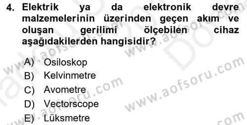 Radyo ve Televizyonda Ölçü Bakım Dersi 2018 - 2019 Yılı (Final) Dönem Sonu Sınavı 4. Soru