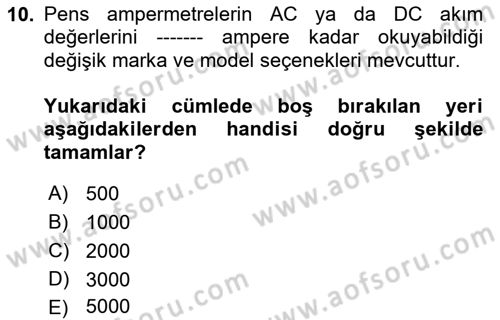 Radyo ve Televizyonda Ölçü Bakım Dersi 2019 - 2020 Yılı (Vize) Ara Sınavı 10. Soru