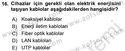 Radyo ve Televizyonda Ölçü Bakım Dersi 2019 - 2020 Yılı (Vize) Ara Sınavı 16. Soru