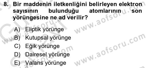 Radyo ve Televizyonda Ölçü Bakım Dersi 2019 - 2020 Yılı (Vize) Ara Sınavı 8. Soru