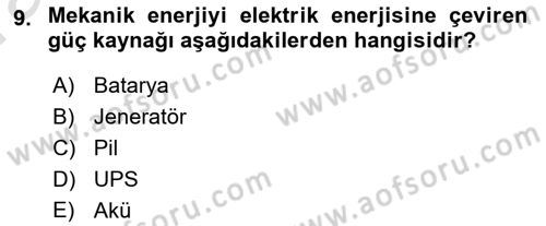 Radyo ve Televizyonda Ölçü Bakım Dersi 2019 - 2020 Yılı (Vize) Ara Sınavı 9. Soru