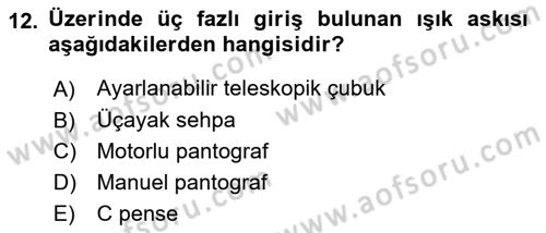Radyo ve Televizyonda Ölçü Bakım Dersi 2019 - 2020 Yılı (Final) Dönem Sonu Sınavı 12. Soru