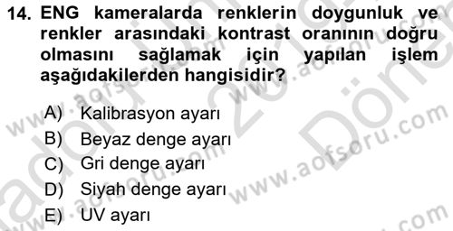 Radyo ve Televizyonda Ölçü Bakım Dersi 2019 - 2020 Yılı (Final) Dönem Sonu Sınavı 14. Soru