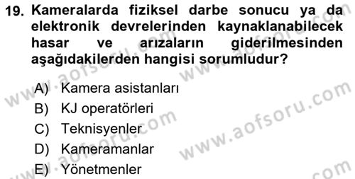 Radyo ve Televizyonda Ölçü Bakım Dersi 2019 - 2020 Yılı (Final) Dönem Sonu Sınavı 19. Soru