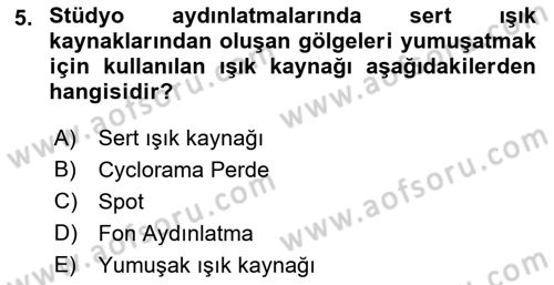 Radyo ve Televizyonda Ölçü Bakım Dersi 2019 - 2020 Yılı (Final) Dönem Sonu Sınavı 5. Soru