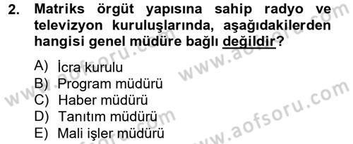 Radyo ve Televizyon İşletmeciliği Dersi 2012 - 2013 Yılı (Vize) Ara Sınav Soruları 2. Soru